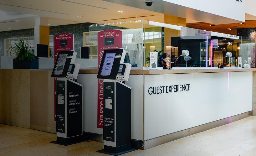 Square One gift card kiosks at the Guest Experience desk for quick and easy in-centre purchase