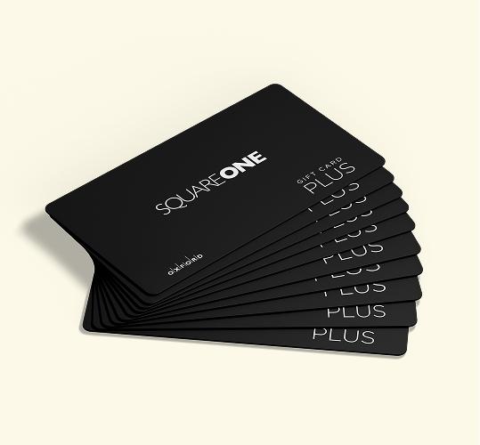 Stack of Square One gift cards for corporate gifting and bulk purchase options