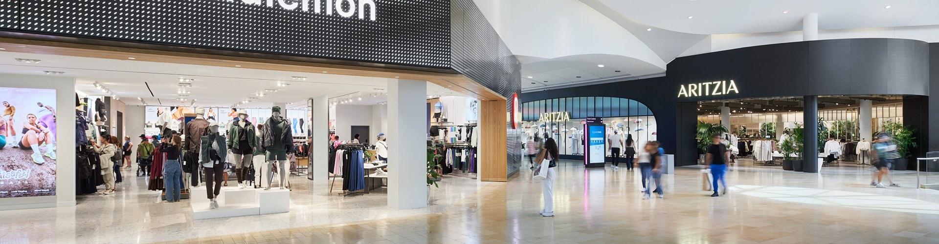 Premium retail spaces and storefronts available for leasing in a high-traffic shopping destination