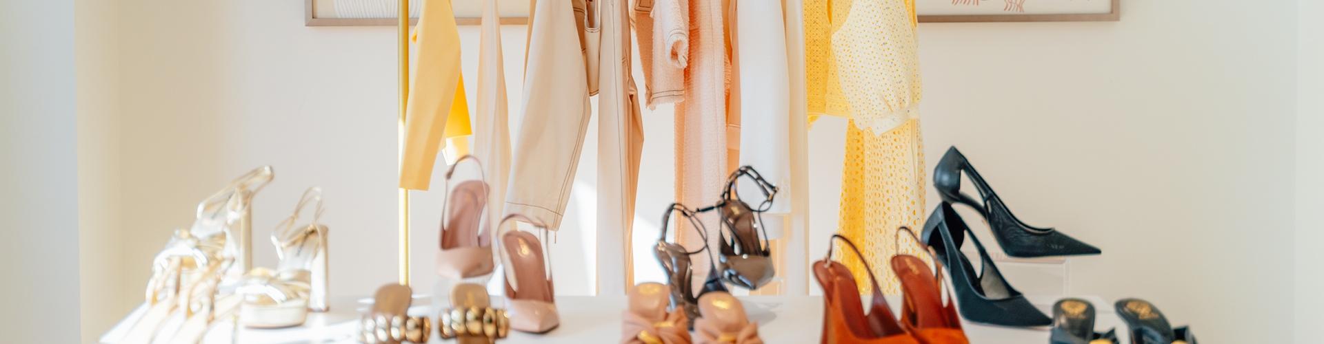 Clothing and footwear display showcasing fashion style trends and curated gifting inspiration