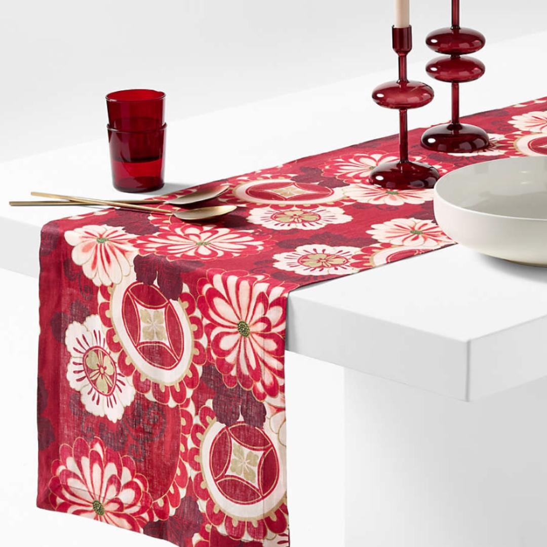 Fortune Garden Floral Linen Runner