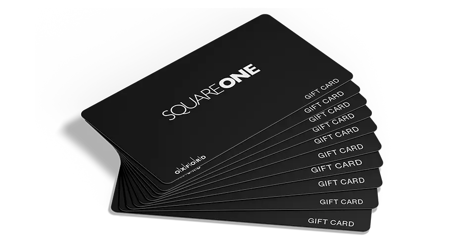 Square One gift cards fanned out